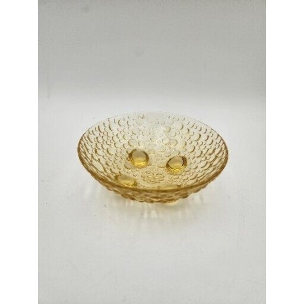 Vintage Bubble Pattern Amber Yellow Footed Berry Candy‎ Dish Bowl